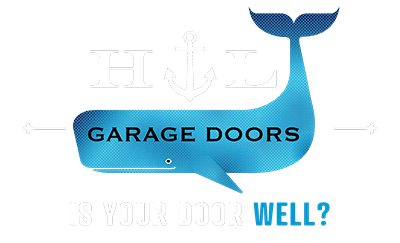 H & L Garage Door logo with whale and anchor symbols for garage door services.